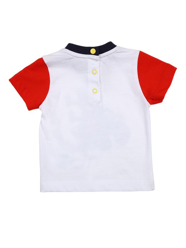 Boys White & Medium Blue Printed T-Shirt with Short Pants image number 2